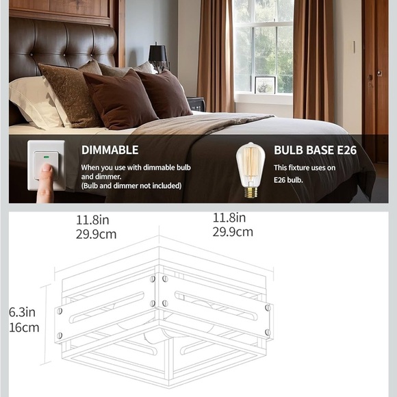 Rustic Black and Brown Ceiling Light Fixture - Picture 2 of 5